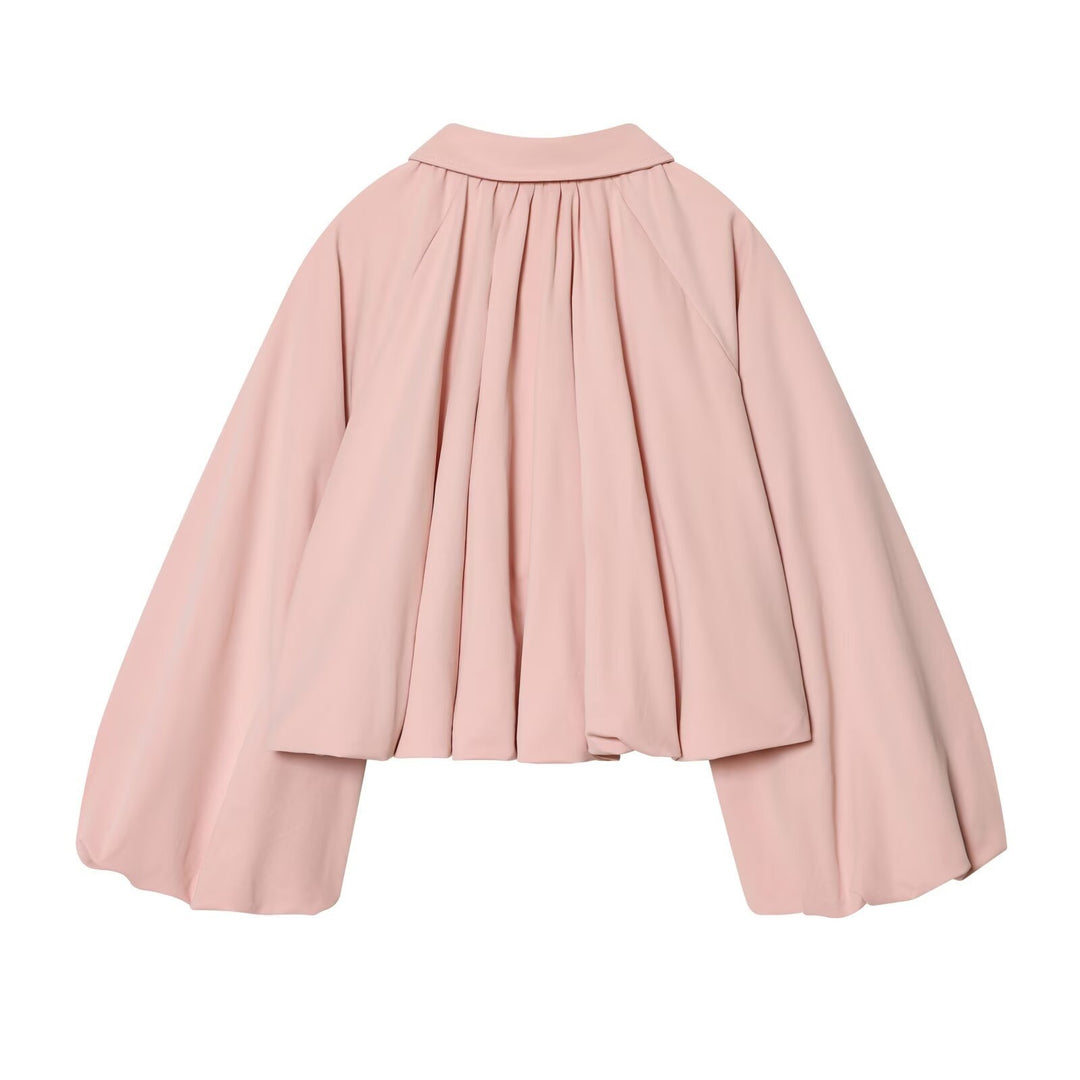 Damen modische Blousonjacke mit voluminösen Ärmeln und Reißverschluss EB