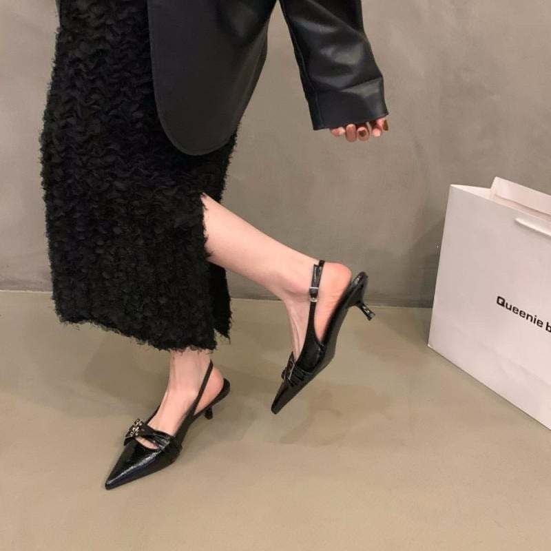 Damen Elegante Slingback Pumps mit schimmerndem Effekt EB