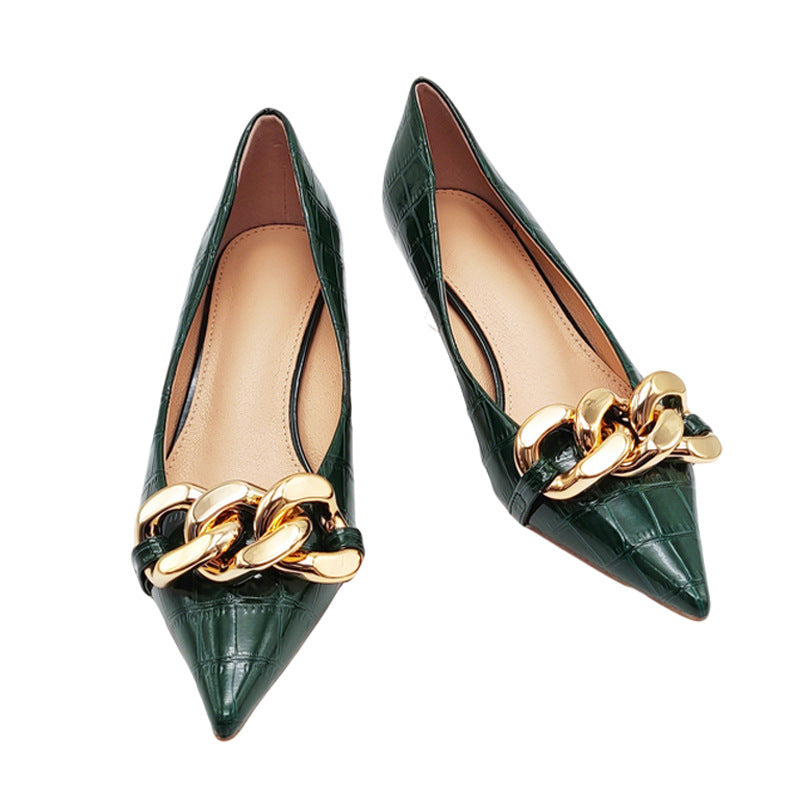 Damen elegante spitze Pumps mit goldfarbener Kettenapplikation EB