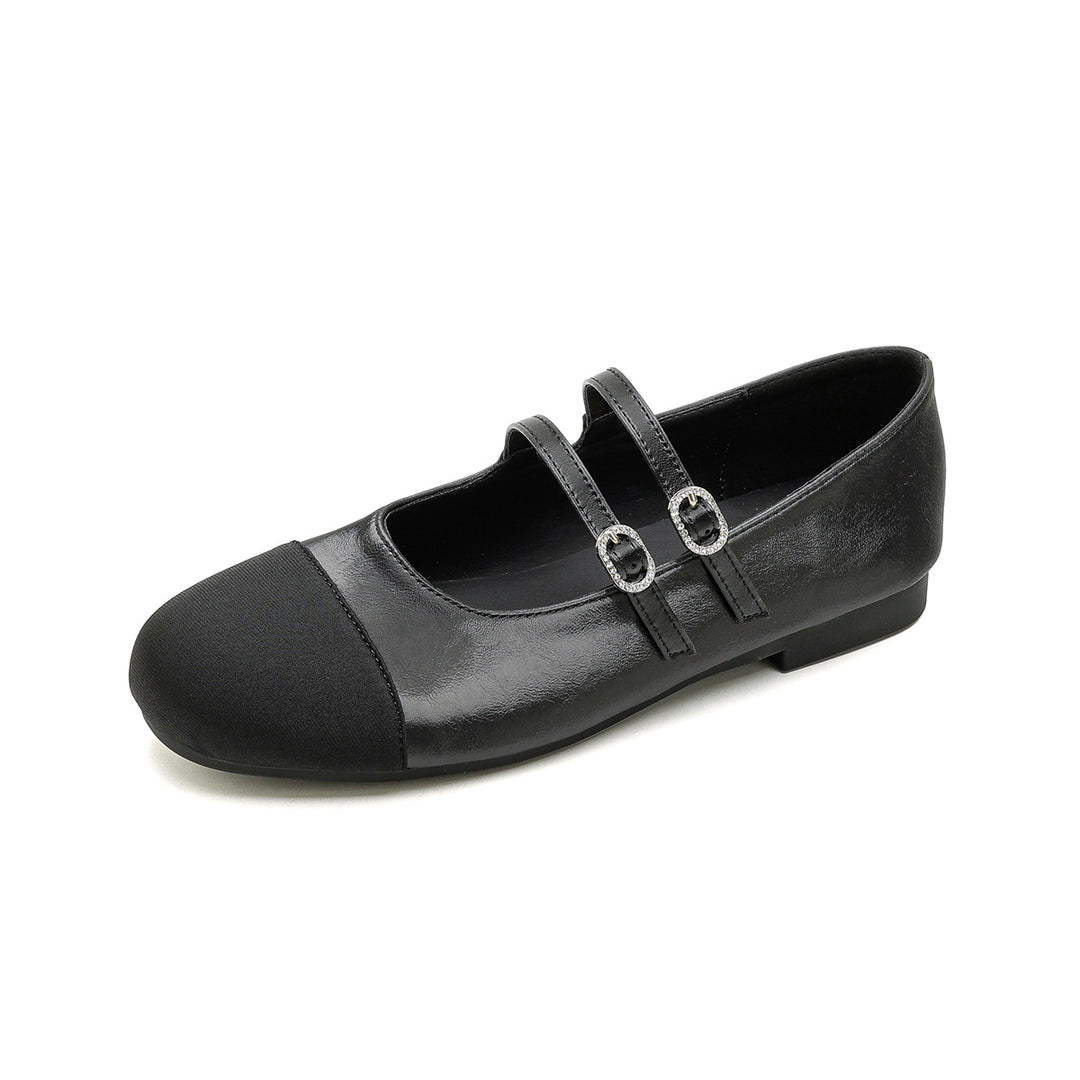 Damen Ballerinas mit doppeltem Riemen und eleganter Schnallenverzierung EB