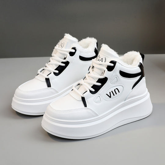Damen modische High-Top Sneakers mit kuscheligem Innenfutter und robustem Sohlenprofil EB