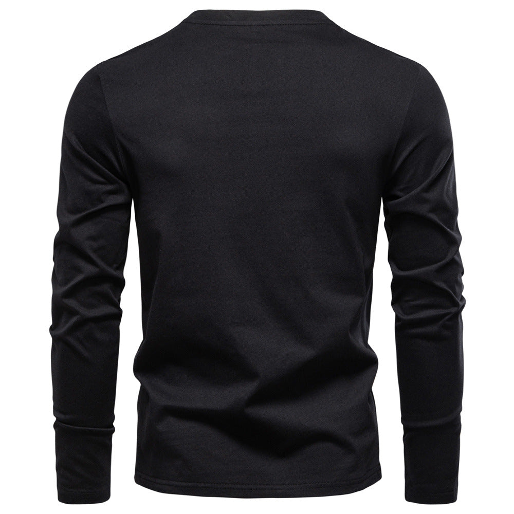 Herren Langarmshirt mit Henley-Kragen und praktischem Knopfdetail EB