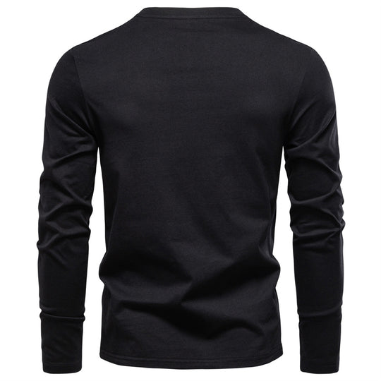 Herren Langarmshirt mit Henley-Kragen und praktischem Knopfdetail EB