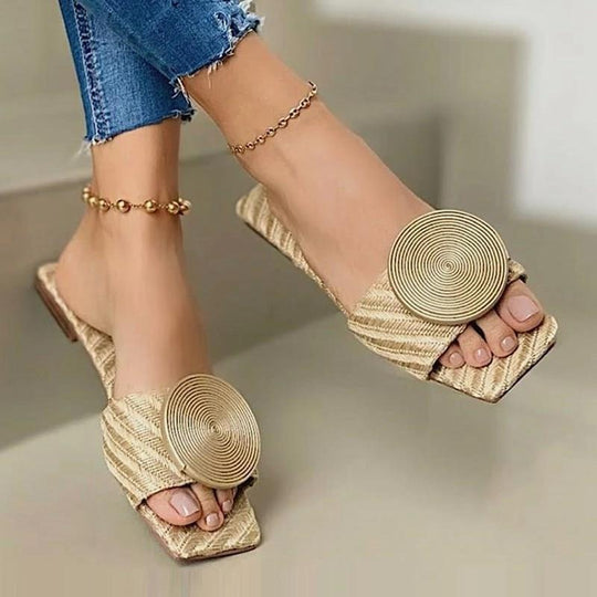 Damen modische Slides mit elegantem Spiralmuster EB