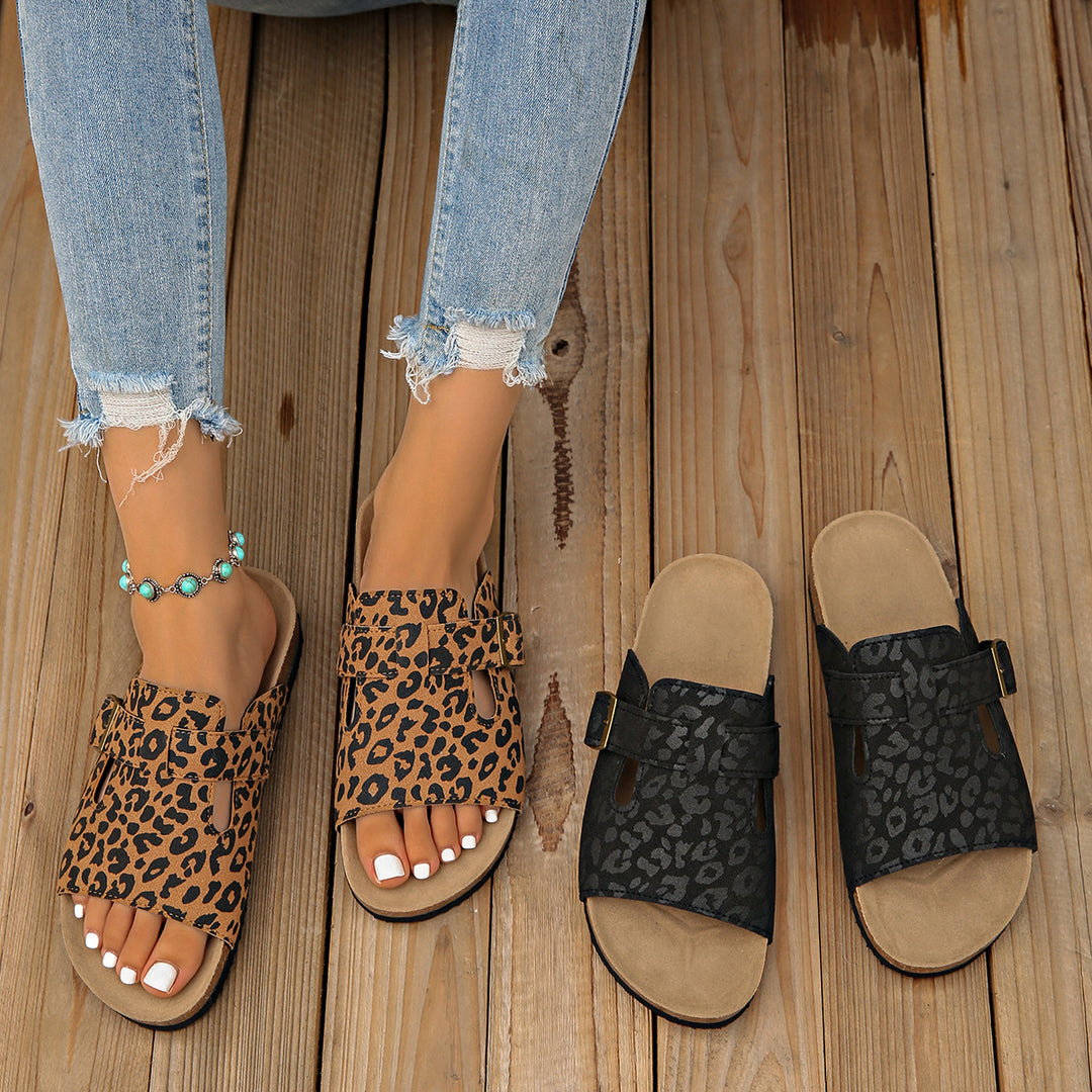 Damen modische Clogs mit stilvollem Tiermuster und komfortablem Fußbett EB