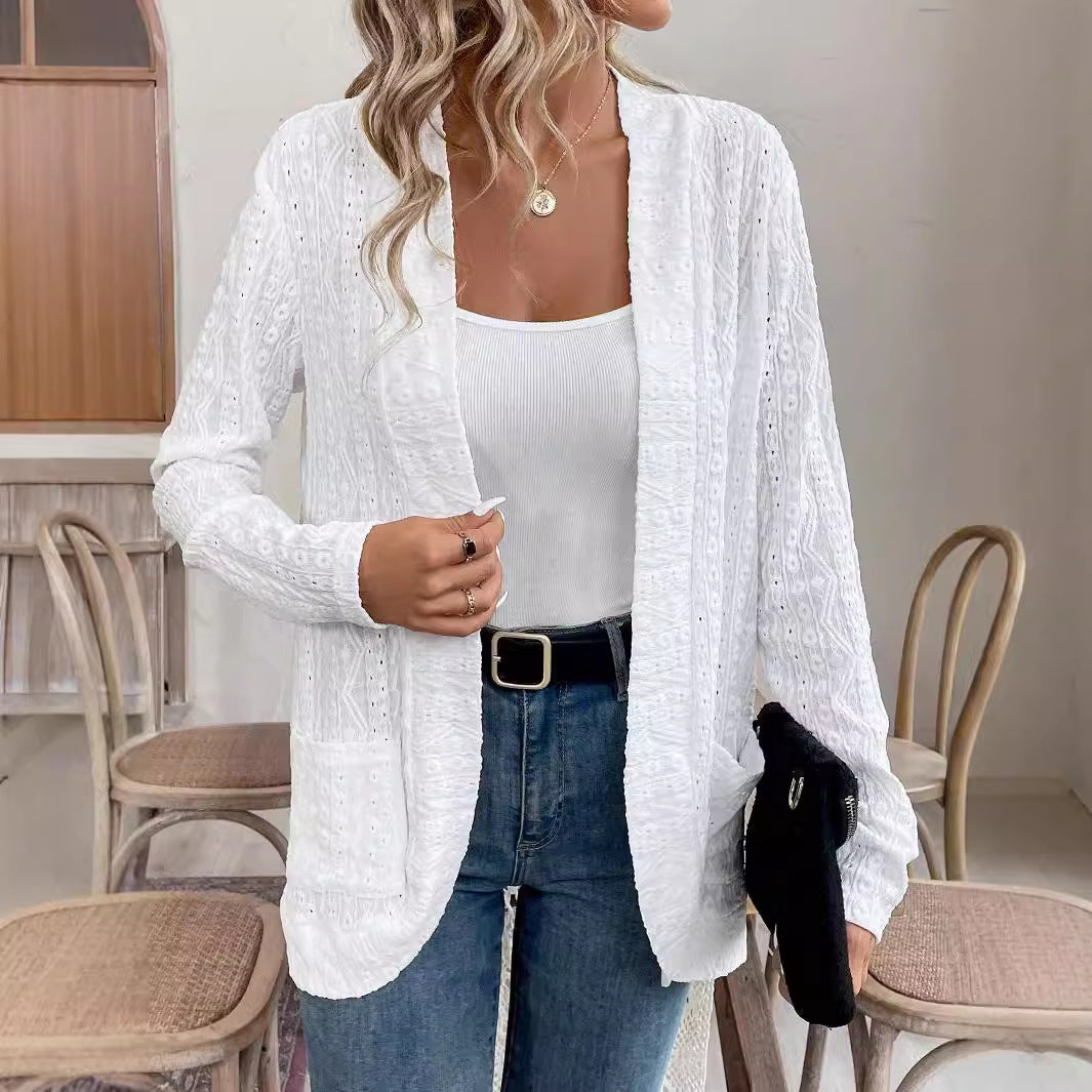 Damen elegante und luftige Strickjacke mit einzigartiger Struktur EB
