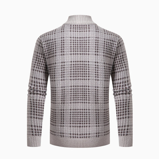 Herren modische Strickjacke mit hohem Kragen und stilvollem Karomuster EB