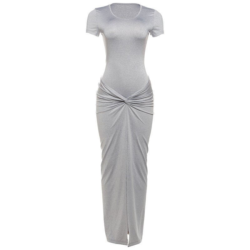 Damen Maxi Kleid mit elegantem Wickeldesign und stilvollen Raffungselementen EB