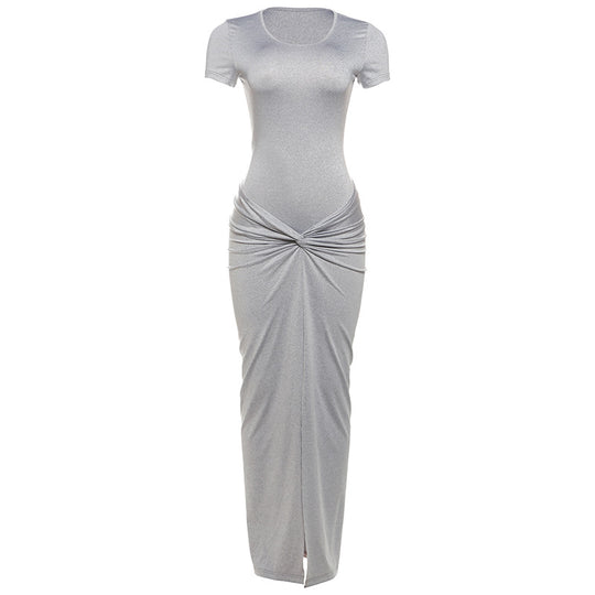 Damen Maxi Kleid mit elegantem Wickeldesign und stilvollen Raffungselementen EB