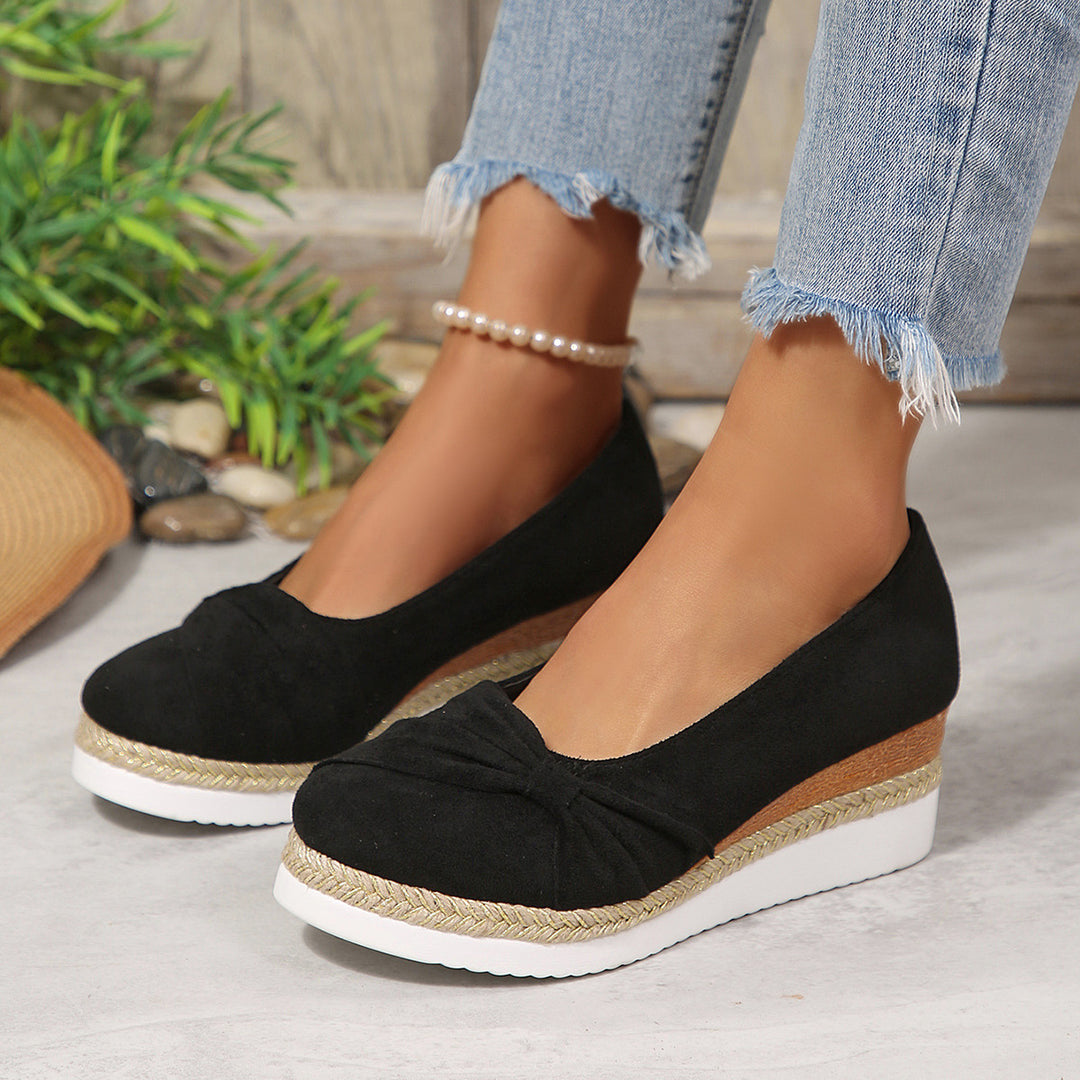 Damen Wedge-Pantoletten mit dekorativem Knoten EB