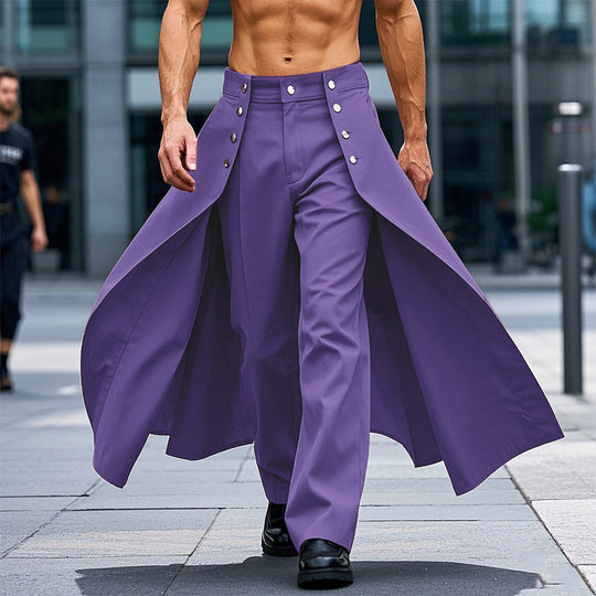Damen nan taillenhoher ausgestellter Midi-Wickelrock mit innerer Culotte und Zierknopfleiste EB