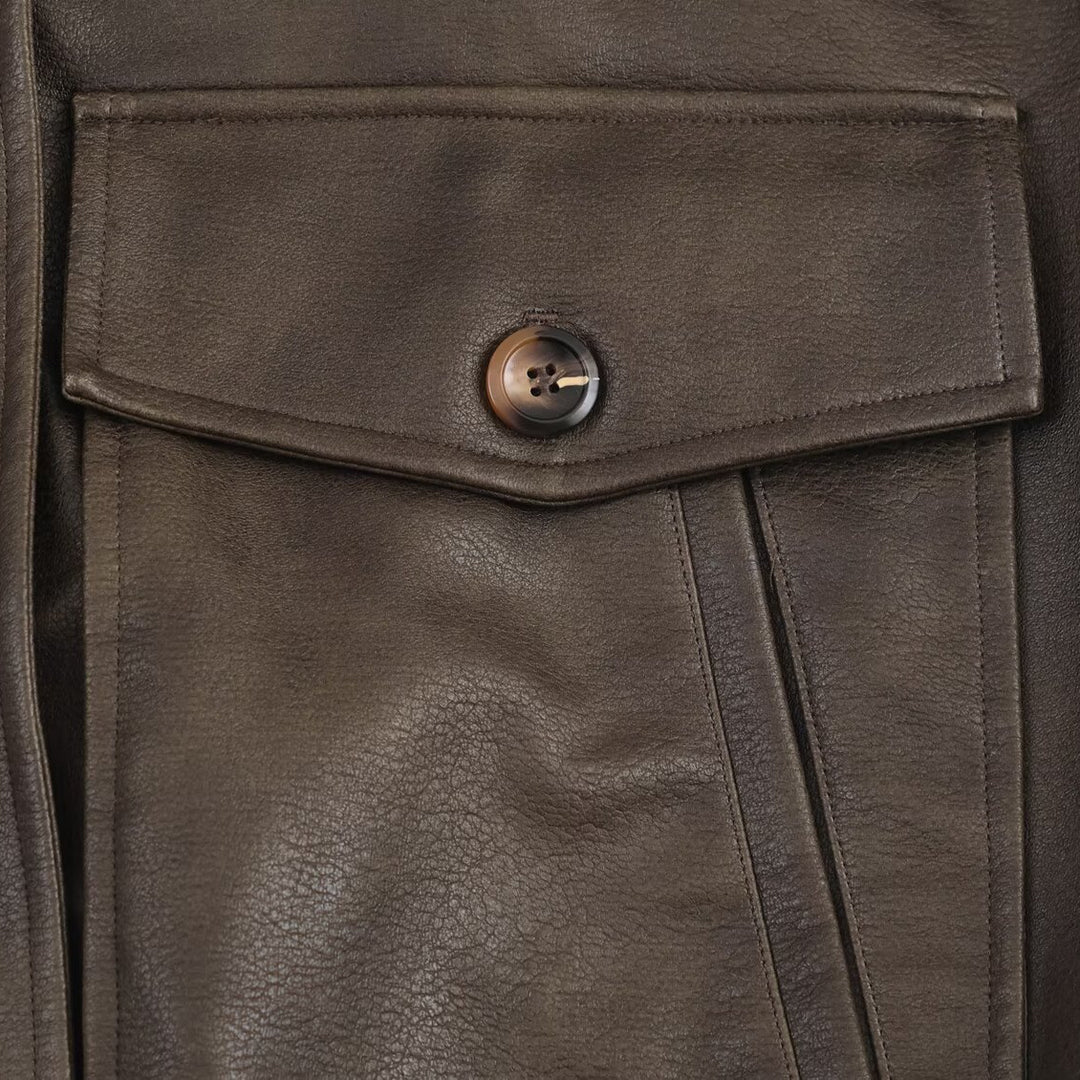 Damen Kunstlederjacke mit abnehmbarer Kunstfellkragen und praktischen Taschen EB