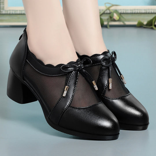 Damen elegante Pumps mit Spitze und atmungsaktivem Netz EB
