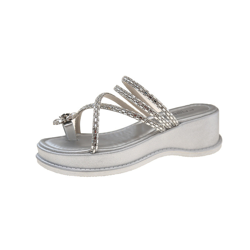 Damen Glamouröse Mules mit verzierten Riemen und komfortablem Plateau EB