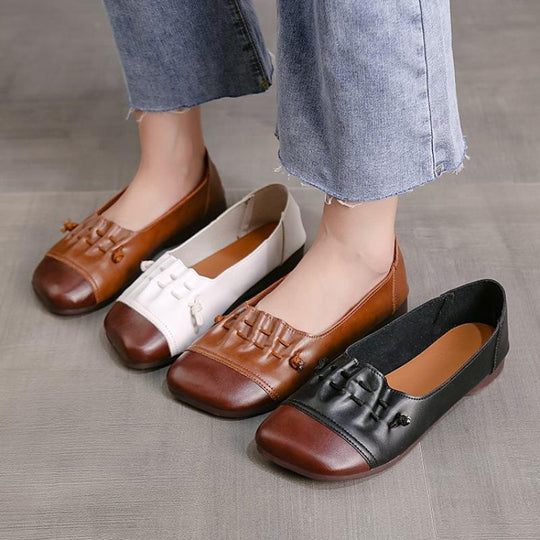 Damen Ballerinas mit modischem Leder-Design und Komfortsohle EB