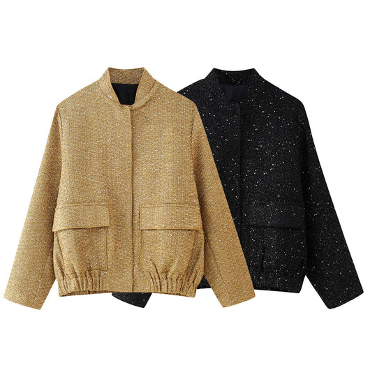 Damen Utility-Jacke mit elastischem Bund und aufgesetzten Taschen EB