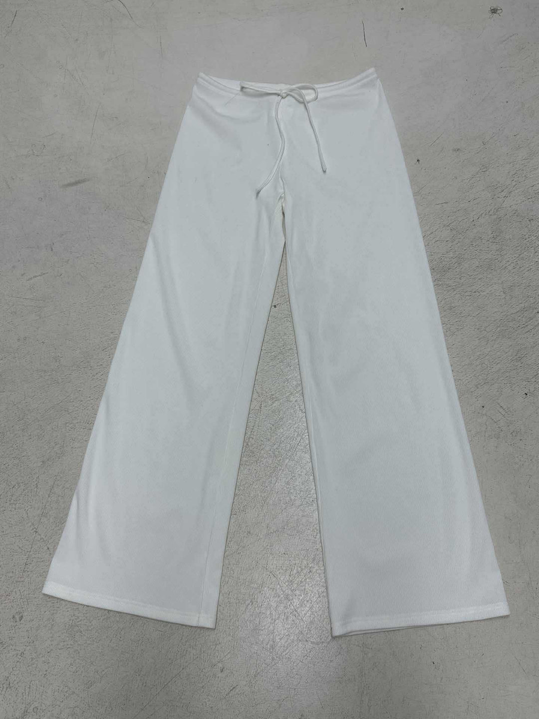 Damen nan lässige Lounge-Hose mit weitem Bein, elastischem Tunnelzugbund und feinem Rippstrick EB