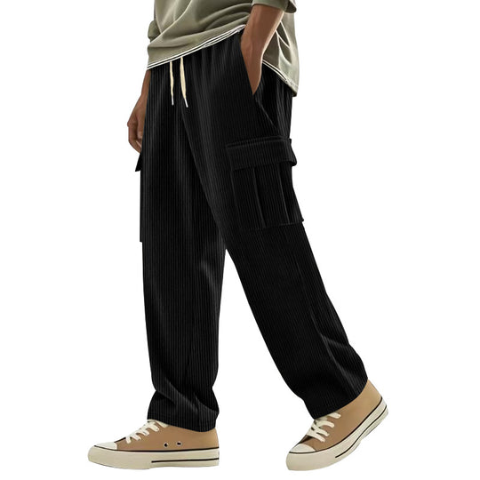 Herren Cordcargo-Hose mit weitem Bein, Tunnelzugbund und aufgesetzten Cargotaschen EB