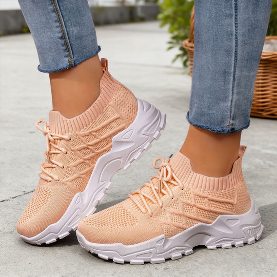 Damen Sportliche Knit Sneakers mit rutschfester Sohle EB