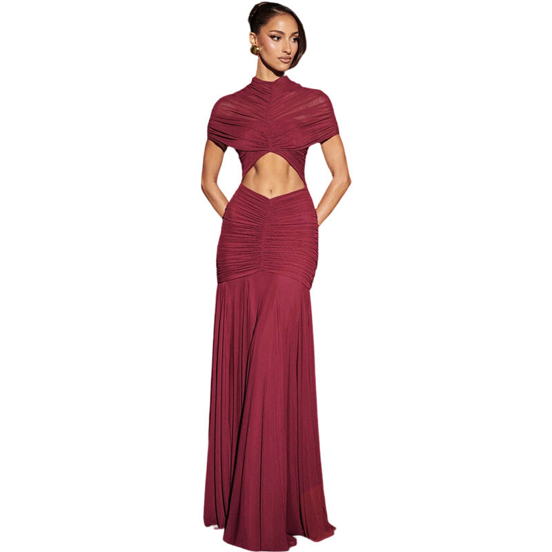 Damen Elegantes Maxi-Kleid mit Cut-Out und Raffungen EB