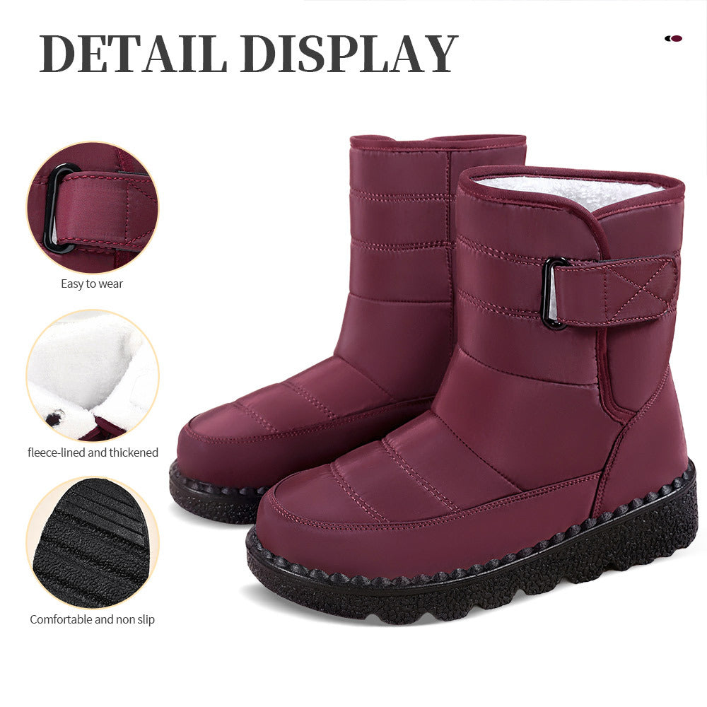 Damen Warm gefütterte Winterstiefel mit verstellbarem Riemen EB
