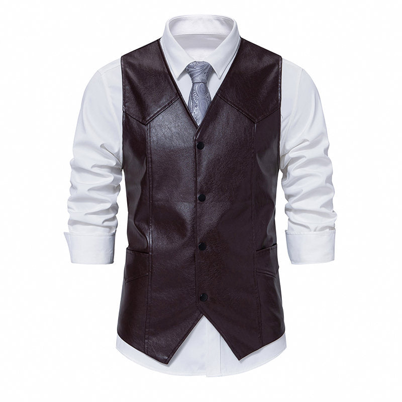Herren elegante Kunstlederweste EB