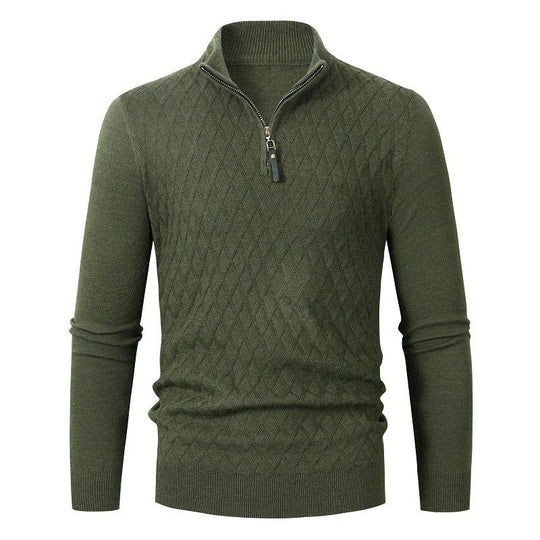 Herren Strickpullover mit modernem Rautenmuster und Reißverschluss EB