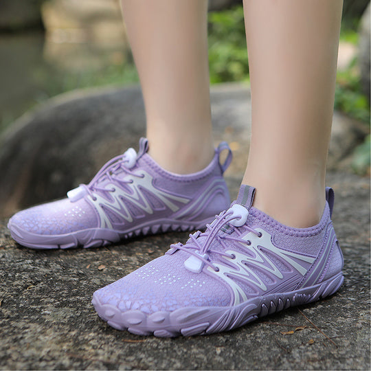 Damen leichte Wasserschuhe mit schnelltrocknendem Strickoberteil, elastischem Zugverschluss und rutschfester Profilsohle EB