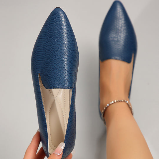 Damen nan flexible Keil‑Loafer mit Krokoprägung und spitzer Zehenpartie EB