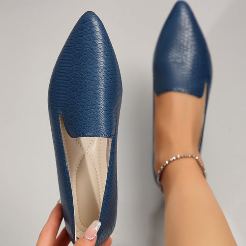 Damen nan flexible Keil‑Loafer mit Krokoprägung und spitzer Zehenpartie EB