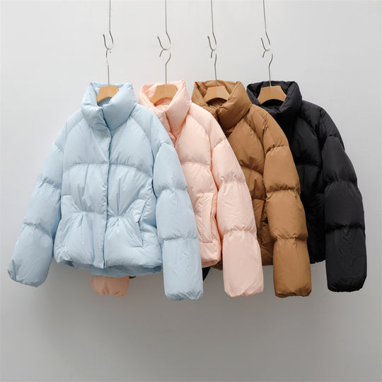 Damen modische gesteppte Kurzjacke mit hohem Kragen und praktischen Taschen EB