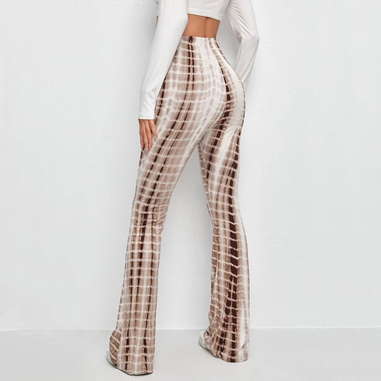 Damen Flared Leggings mit modischem Batik-Design EB