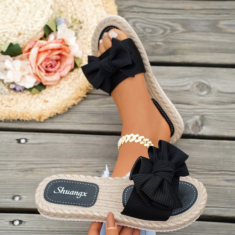 Damen modische Espadrilles mit dekorativem Schleifen-Detail EB
