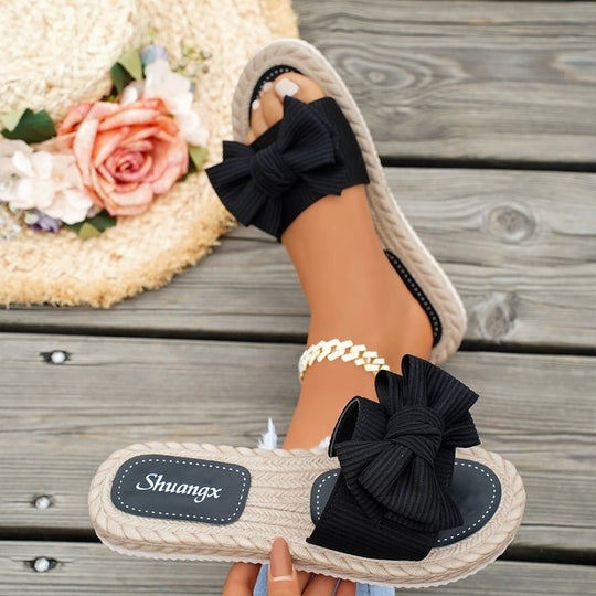 Damen modische Espadrilles mit dekorativem Schleifen-Detail EB