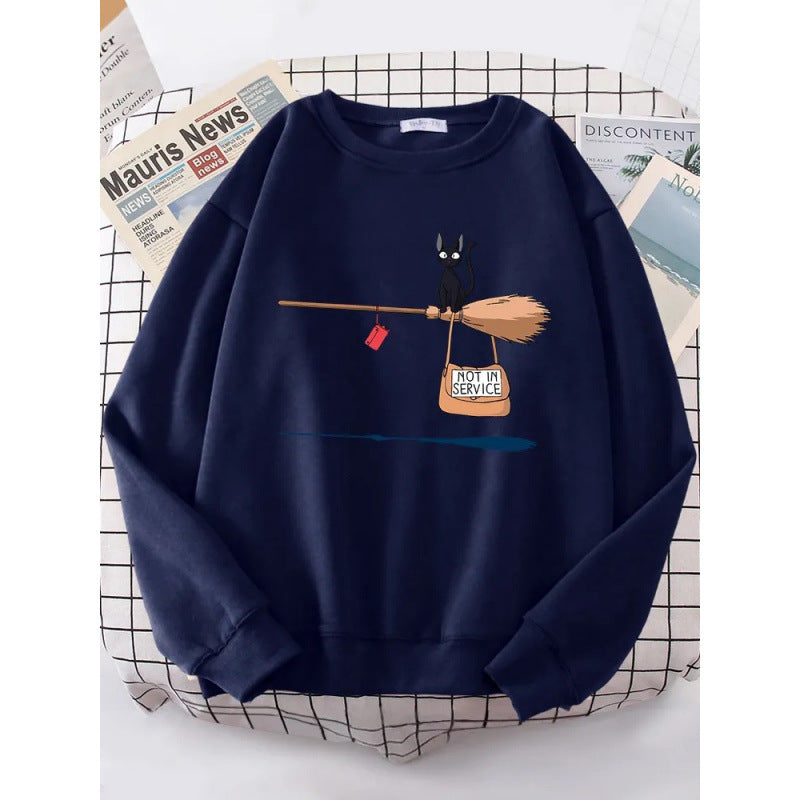 Damen Sweatshirt mit kreativem Katzenmotiv EB