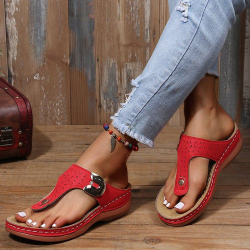Damen Feine Zehentrenner-Sandalen mit modischem Riemendesign EB