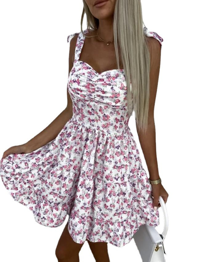 Damen Sommerliches Blümchenkleid mit taillierten Rüschendetails EB