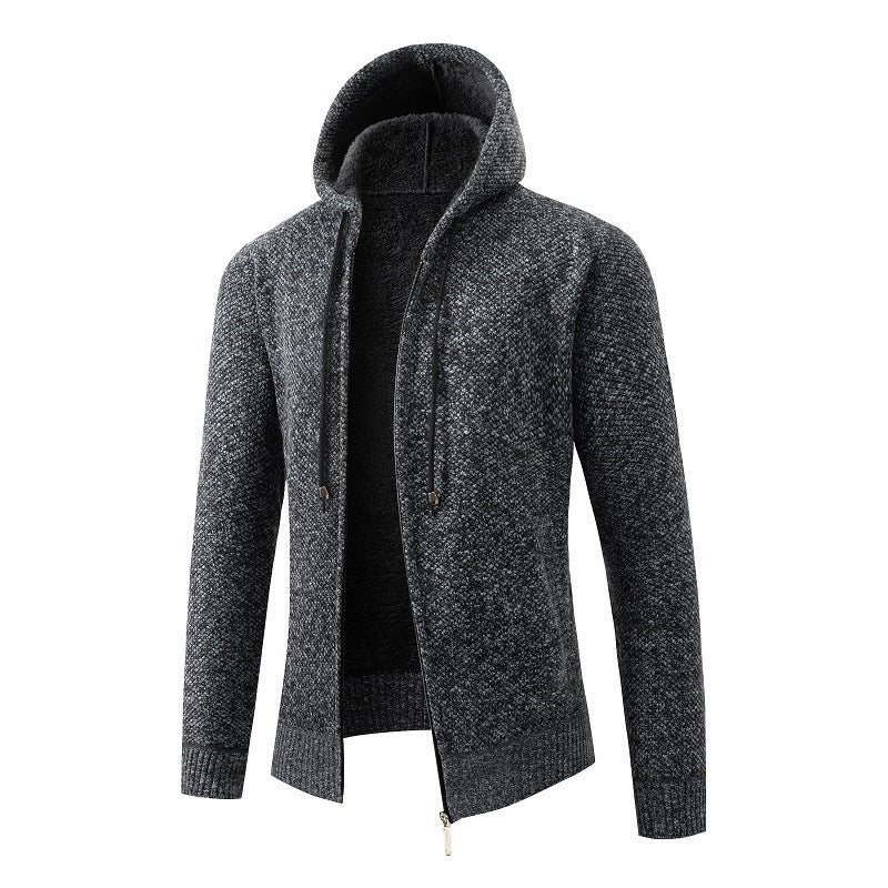 Herren bequeme Strickjacke mit Kapuze EB