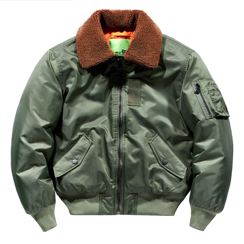 Men's  Sherpa-Collar Insulated Pilot Bomber with Sleeve Utility Pocket EB