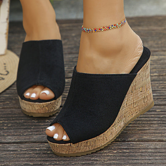 Damen Clogs mit elegantem Kork-Wedge-Design EB