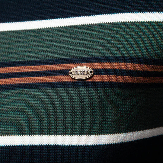 Herren Strickpullover mit halbem Reißverschluss und modischen Streifen EB