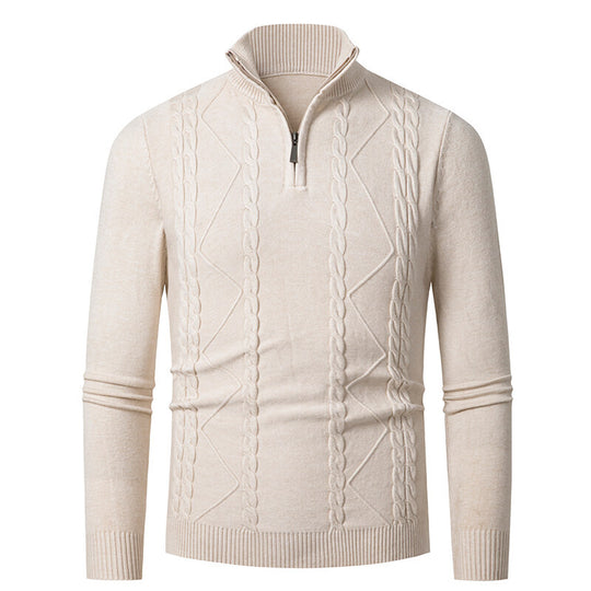 Herren Strickpullover mit Stehkragen und Zopfmuster EB