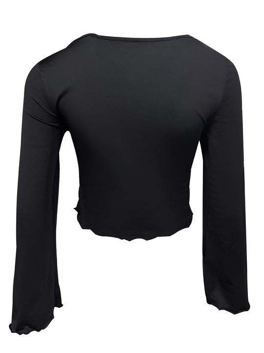 Damen Figurbetonter Longsleeve mit raffinierter Raffung EB