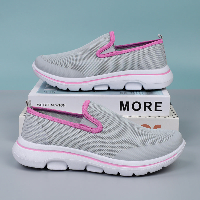 Damen Slip-On Freizeit-Schuhe mit atmungsaktivem Mesh-Obermaterial und flexibler Sohle EB