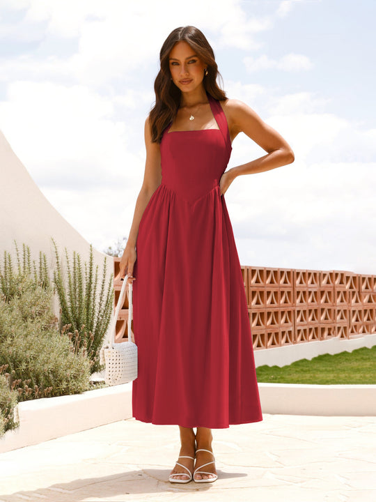 Damen Maxikleid mit schulterfreier Silhouette und eleganter Taillierung EB