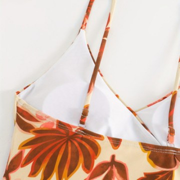 Damen Eleganter Blumenmuster Einteiler Badeanzug EB