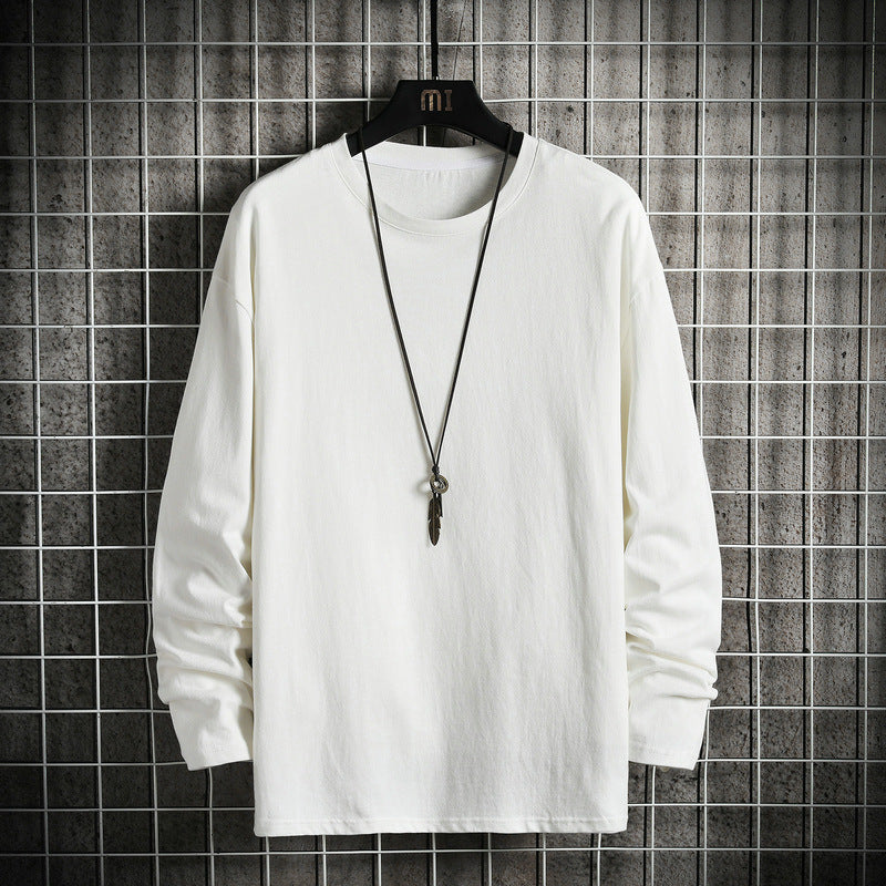 Herren nan lässiges Baumwoll-Basic-Langarmshirt mit Rundhals, Relaxed Fit und verstärkter Saumverarbeitung EB
