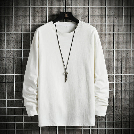 Herren nan lässiges Baumwoll-Basic-Langarmshirt mit Rundhals, Relaxed Fit und verstärkter Saumverarbeitung EB