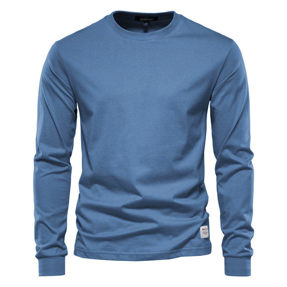 Herren nan klassisches langärmliges Baumwollshirt mit Rundhalsausschnitt und elastischen Bündchen EB