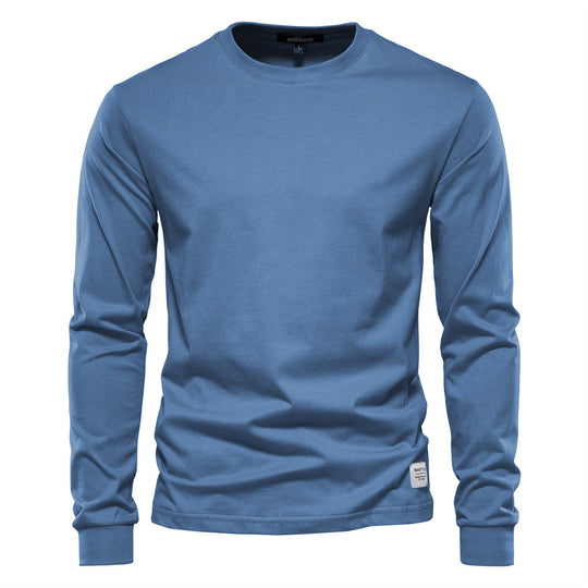 Herren nan klassisches langärmliges Baumwollshirt mit Rundhalsausschnitt und elastischen Bündchen EB
